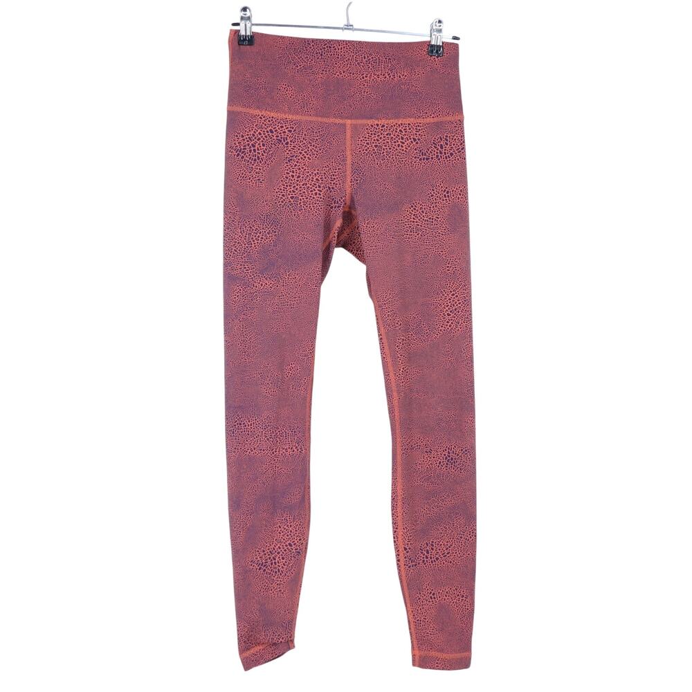 Lululemon Wunder Train Leggings Crackle Glaze Orange Larkspur Tight Women's 8